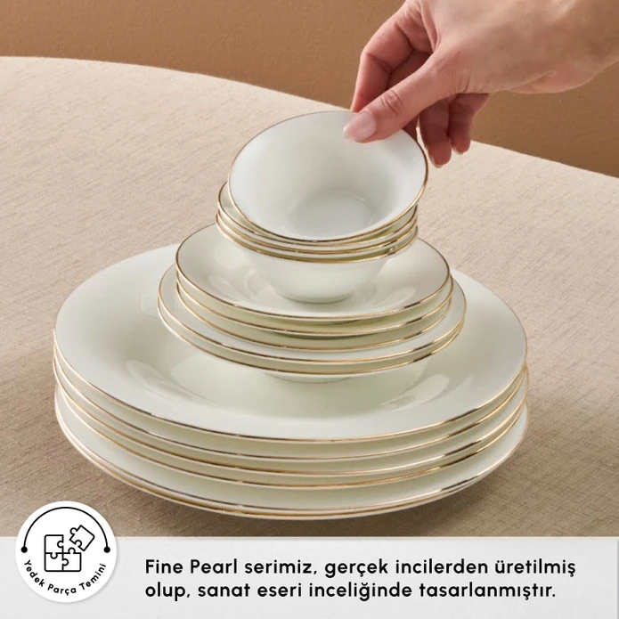 Karaca Red Carpet Collection Fine Pearl Extra Chanak 62 Parça 12 Kişilik Yemek Takımı Gold