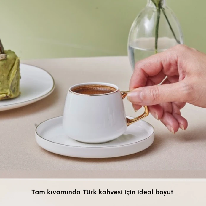 Karaca Streamline Saturn 6 Kişilik Kahve Fincanı Takımı 100 ml Gold