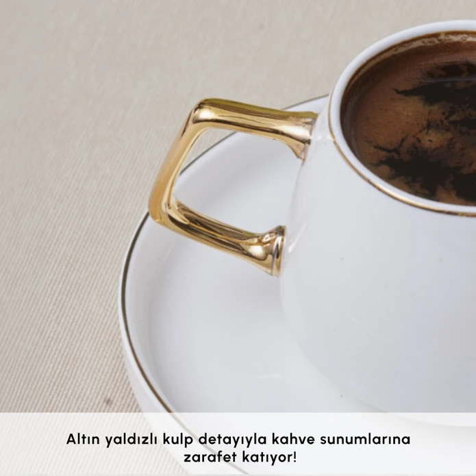 Karaca Streamline Saturn 6 Kişilik Kahve Fincanı Takımı 100 ml Gold