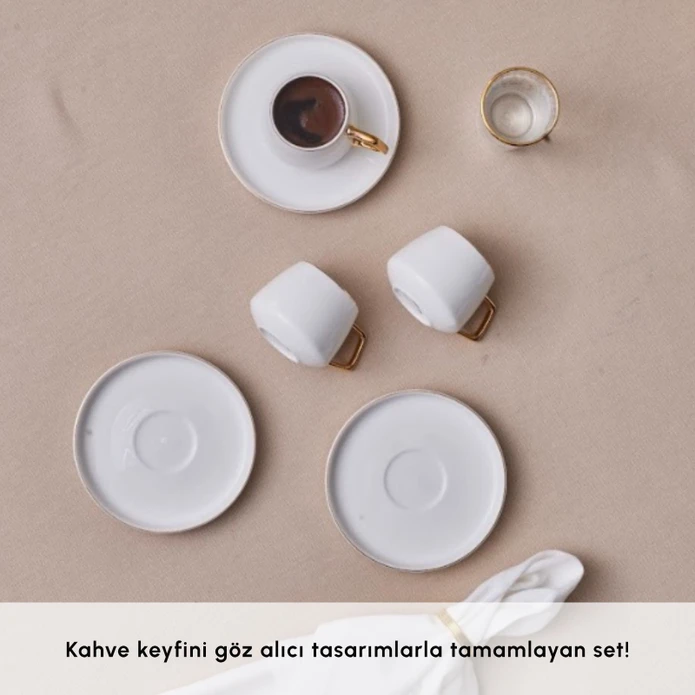 Karaca Streamline Saturn 6 Kişilik Kahve Fincanı Takımı 100 ml Gold