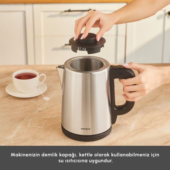 Karaca Tea Break 2 in 1 Su Isıtıcı Çelik Çay Makinesi Inox Siyah