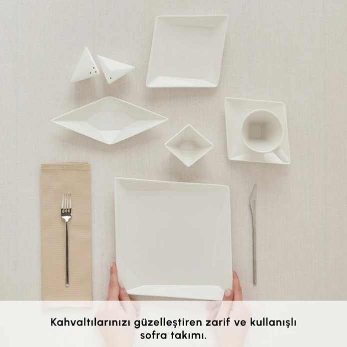Karaca Forever Bone Origami 26 Parça 6 Kişilik Kahvaltı Takımı
