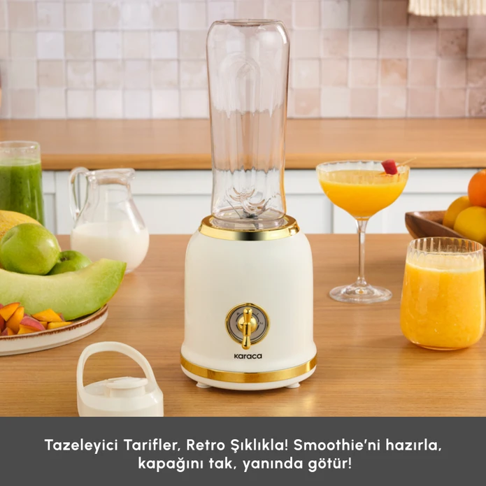 Karaca Retro Personal Kişisel Smoothie Blender Cream