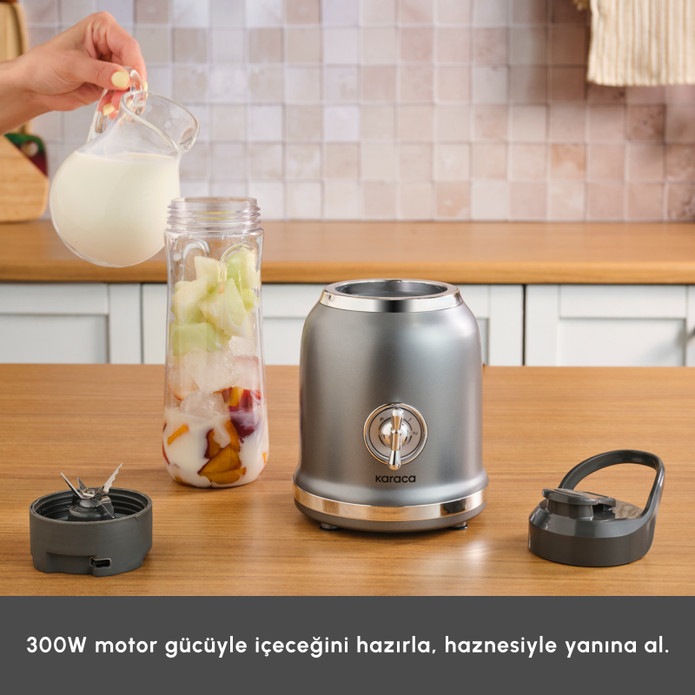 Karaca Retro Personal Kişisel Smoothie Blender Grey
