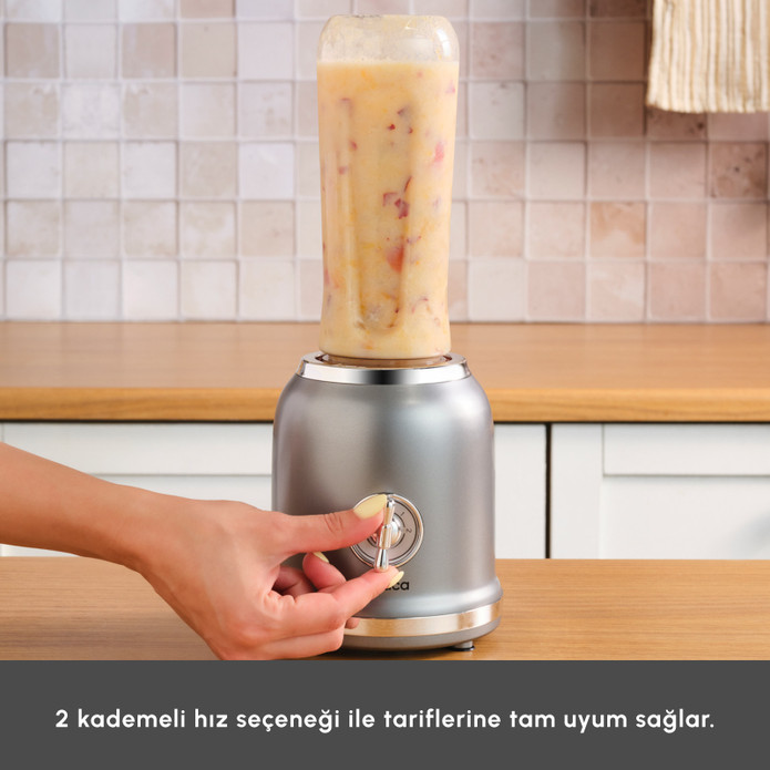Karaca Retro Personal Kişisel Smoothie Blender Grey