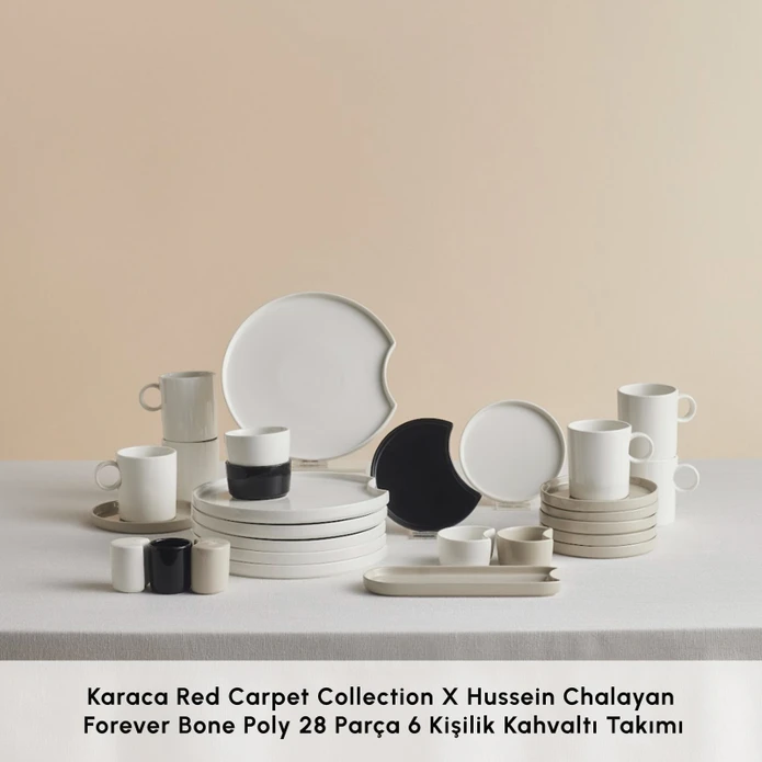Karaca Red Carpet Collection X Hussein Chalayan Forever Bone Poly 28 Parça 6 Kişilik Kahvaltı Takımı