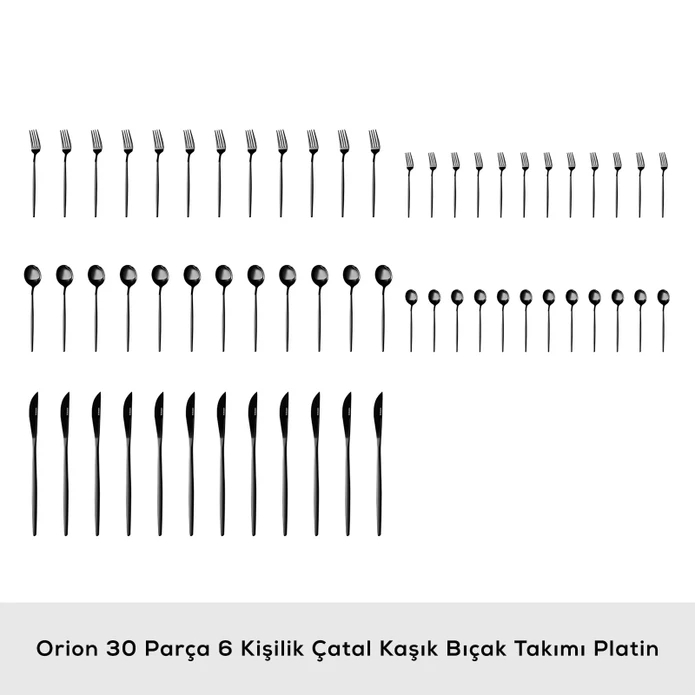 Karaca Orion 30 Parça 6 Kişilik Çatal Kaşık Bıçak Takımı Black