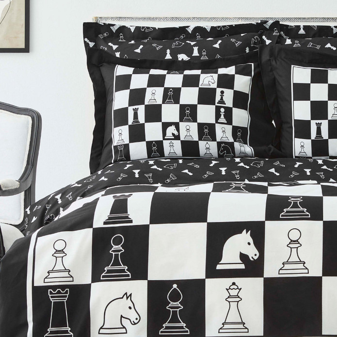 Karaca Home Chess Siyah %100 Pamuk Çift Kişilik Nevresim Takımı