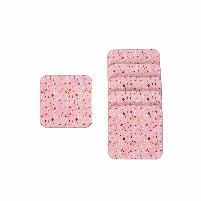 Karaca Home Terazzo 6'lı Pembe Bardak Altlığı