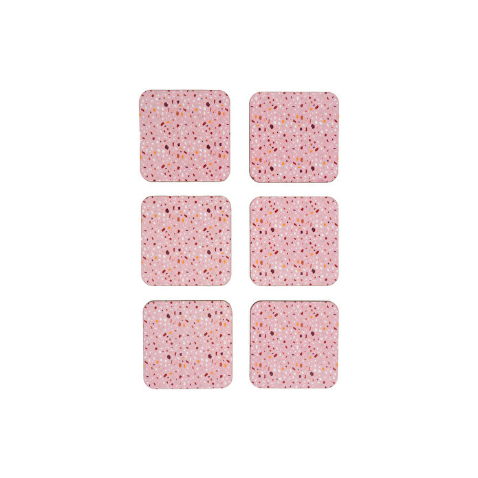 Karaca Home Terazzo 6'lı Pembe Bardak Altlığı
