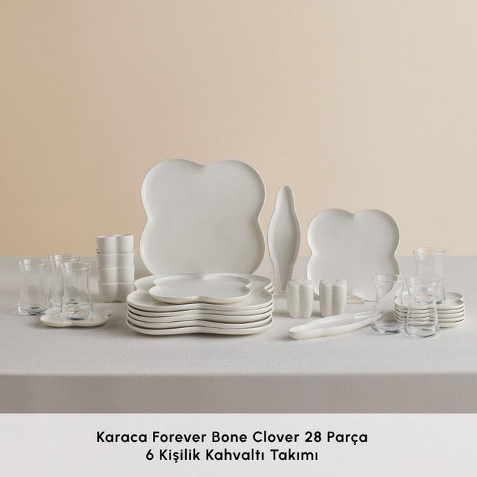 Karaca Forever Bone Clover 28 Parça 6 Kişilik Kahvaltı Takımı
