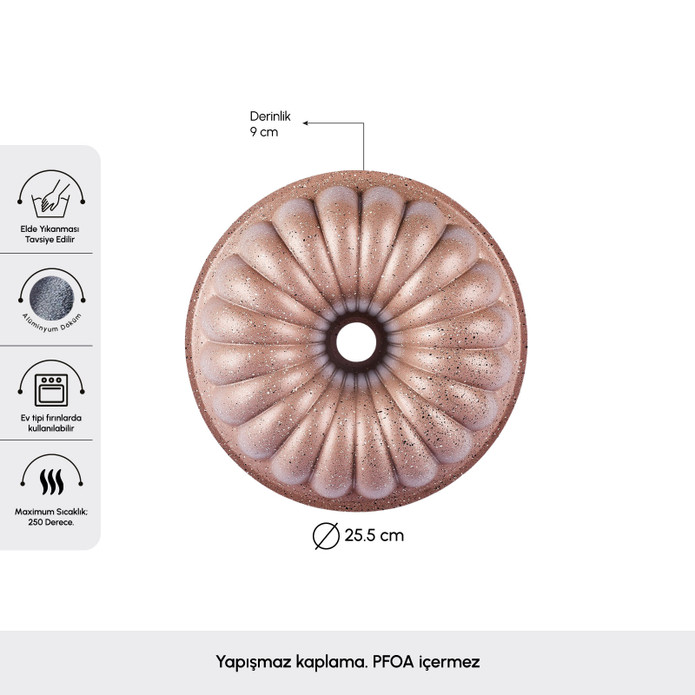 Karaca Lina Dilimli Rosegold Döküm Kek Kalıbı 25,5 cm