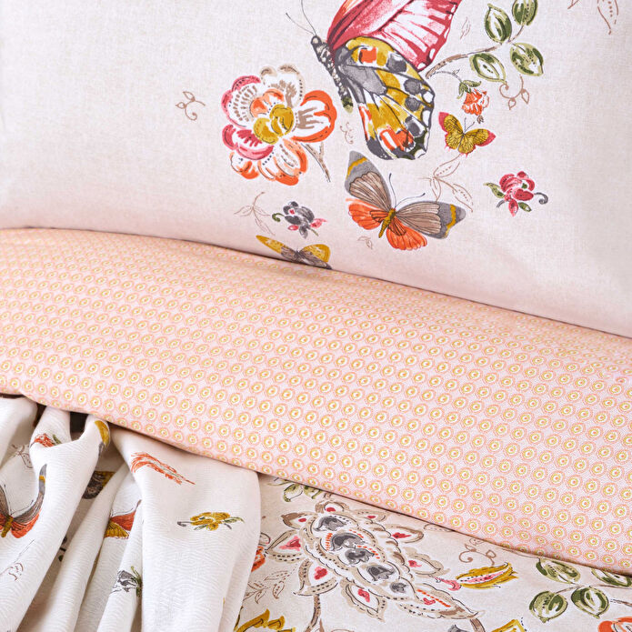 Karaca Home Lorena Pembe %100 Pamuk Çift Kişilik Pike Hediyeli Nevresim Takımı