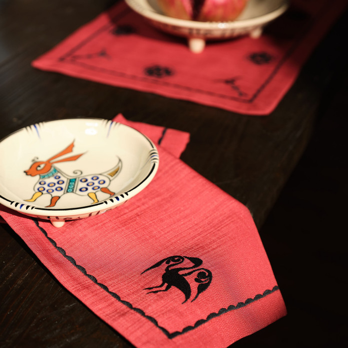 Karaca Home Paye Selçuklu Serisi Kuş Terracotta Nakışlı Amerikan Servis Set 