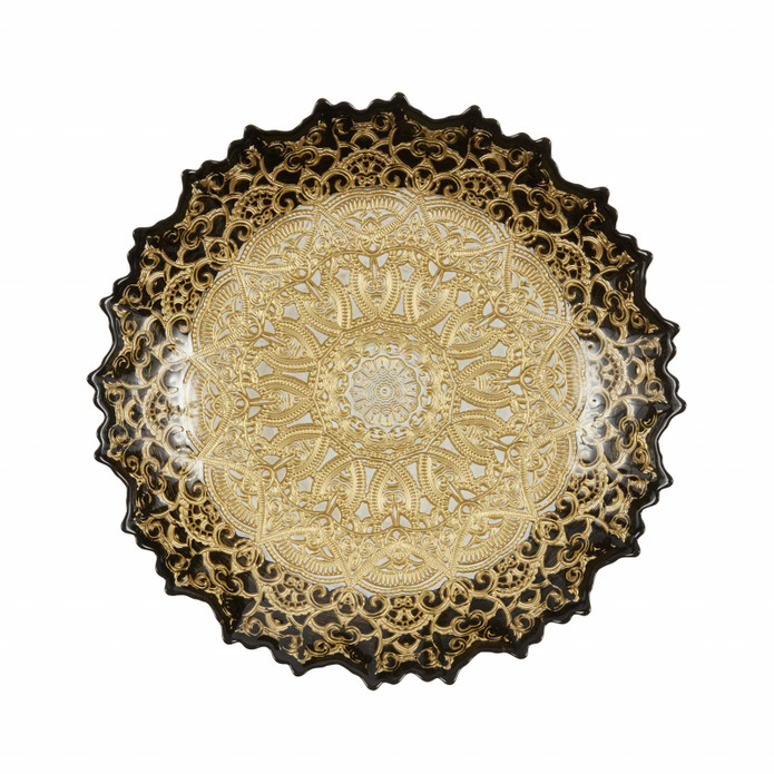 Karaca Home Kashida Dekoratif Tabak 34 cm Altın
