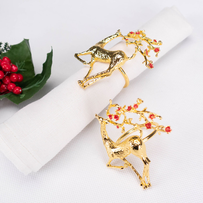 Karaca Home Flowery Deer Gold 2'li Peçete Yüzüğü 