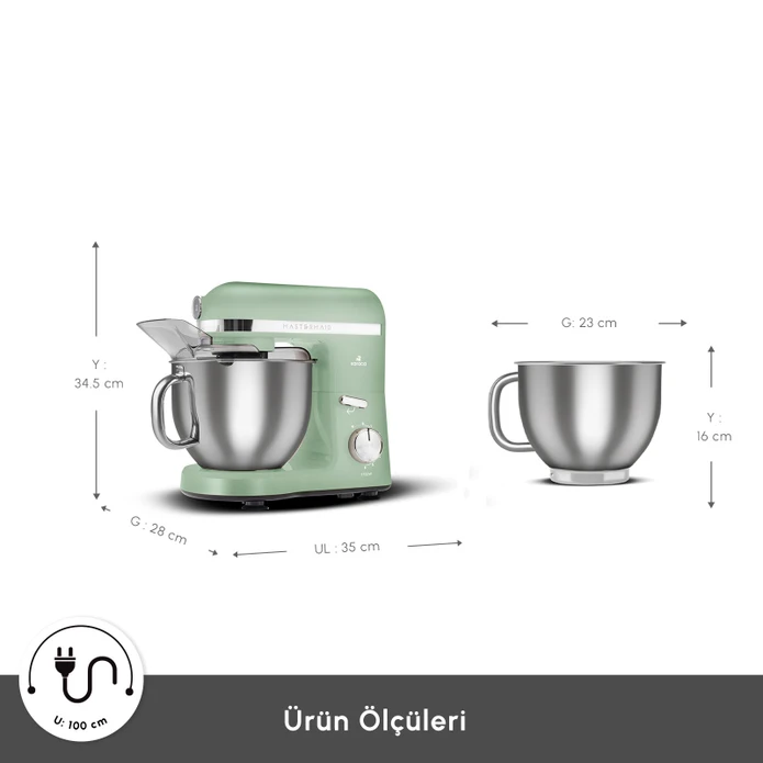 Karaca Mastermaid Chef Pro Çift Kollu Stand Mikser Cabbage Green 1750 W