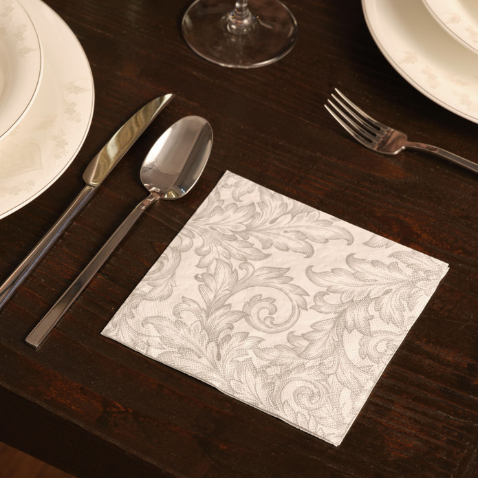 Karaca Home New Year Baroque Silver-White 20'li Kağıt Peçete