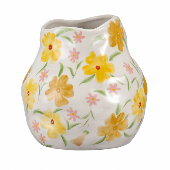 Karaca Home Spring Çiçek Desenli Vazo Sarı