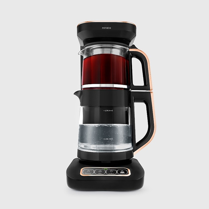 Karaca Çaysever Robotea Pro 4 in 1 Konuşan Cam Çay Makinesi Black Copper