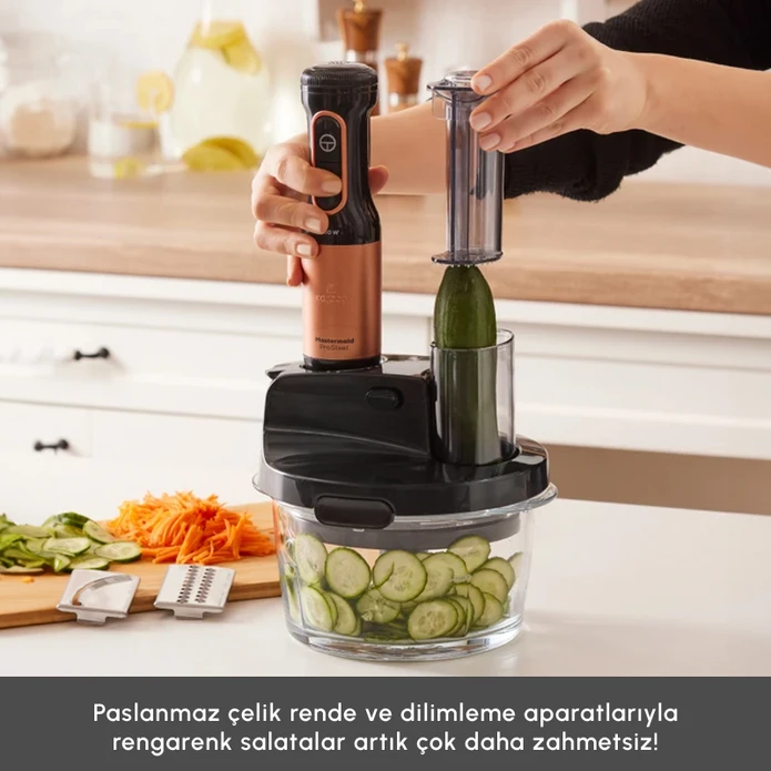 Karaca Mastermaid Prosteel Uzun Blender Ayaklı 6 Bıçaklı Cam Mutfak Robotu 2500W Black Copper