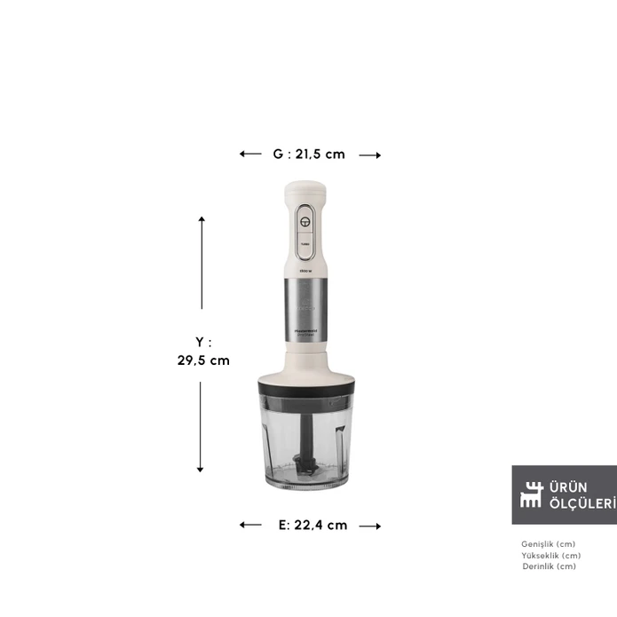 Karaca Mastermaid Prosteel Blender Seti Soft Cream-Inox 1500W