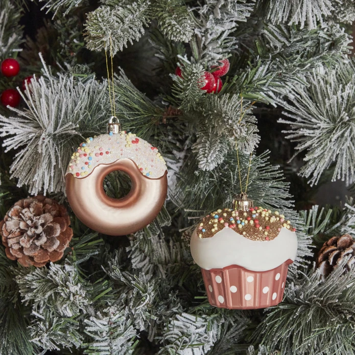 Karaca Home New Year Yılbaşı Donut Cupcake 2 Parça Ağaç Süsü Seti