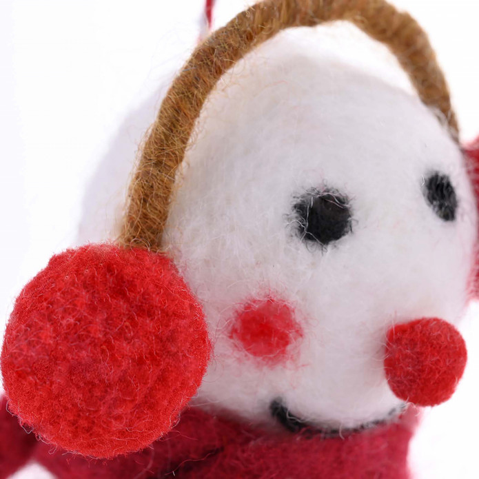 Karaca Home New Year Snowman With Ear Muffs Ağaç Süsü 8x13 cm