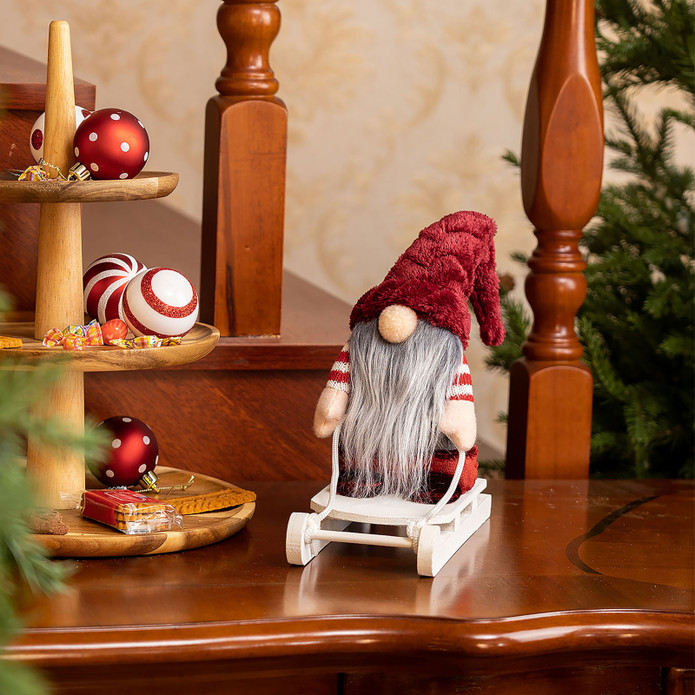 Karaca Home New Year Velvet Santa's Gnome With Slide 