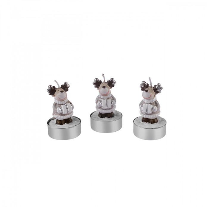 Karaca Home New Year Yılbaşı Reindeer 3'lü Tealight Mum 14x9,3x6 cm