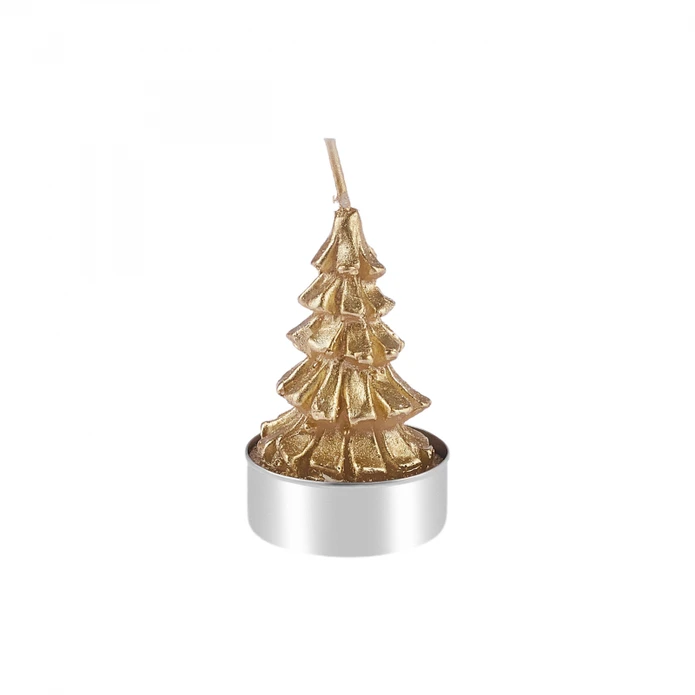 Karaca Home New Year 24 Gold Tree 3'lü Tealight Mum 3,8x3,8x7 Cm