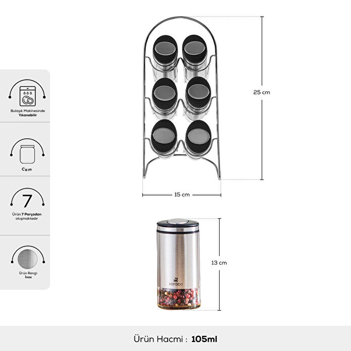 Karaca Walter Inox 6'lı Oval Baharat Takımı