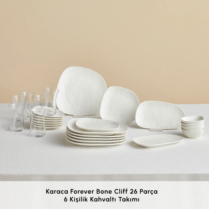 Karaca Forever Bone Cliff 26 Parça 6 Kişilik Kahvaltı Takımı