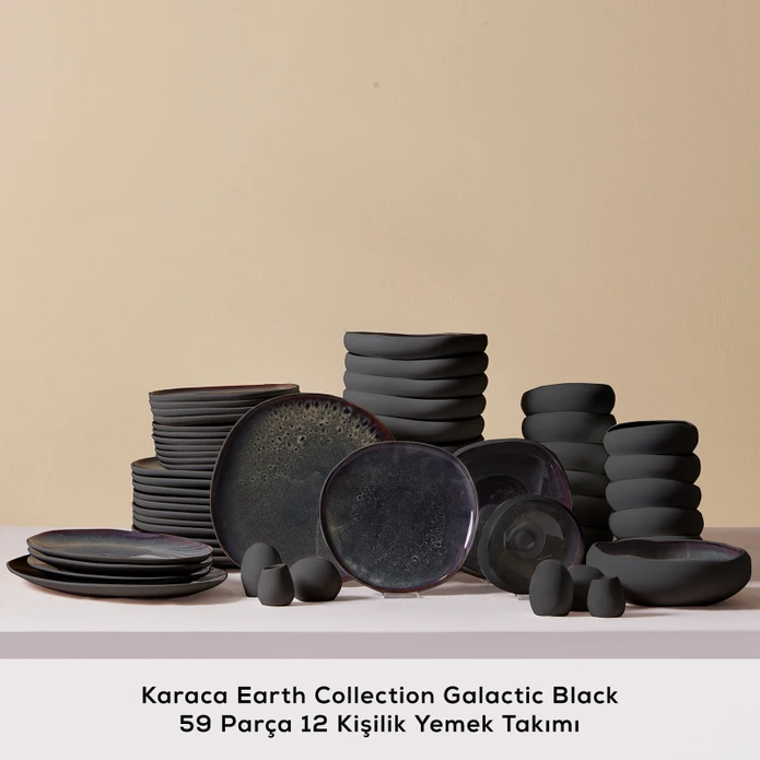 Karaca Earth Collection Galactic Black 59 Parça 12 Kişilik Yemek Takımı