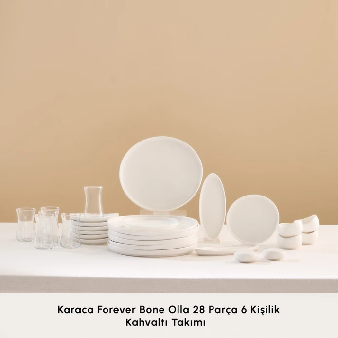 Karaca Forever Bone Olla 28 Parça 6 Kişilik Kahvaltı Takımı
