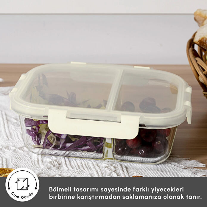 Karaca Polly Bölmeli Cam Saklama Kabı 1000 Ml