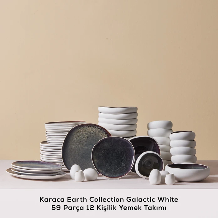 Karaca Earth Collection Galactic White 59 Parça 12 Kişilik Yemek Takımı