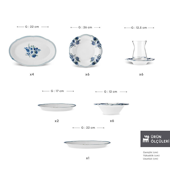 Karaca Nostalji 32 Parça 6 Kişilik Kahvaltı Takımı