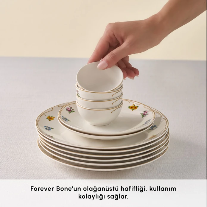 Karaca Forever Bone Natty 26 Parça 6 Kişilik Kahvaltı Takımı  