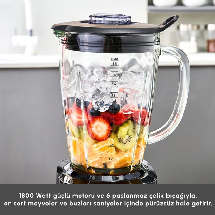 Karaca Dijital Ekran Inox Smoothie Blender Silver 1800W