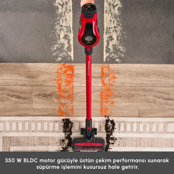 Karaca Vantuz Power Up Dikey Süpürge Imperial Red