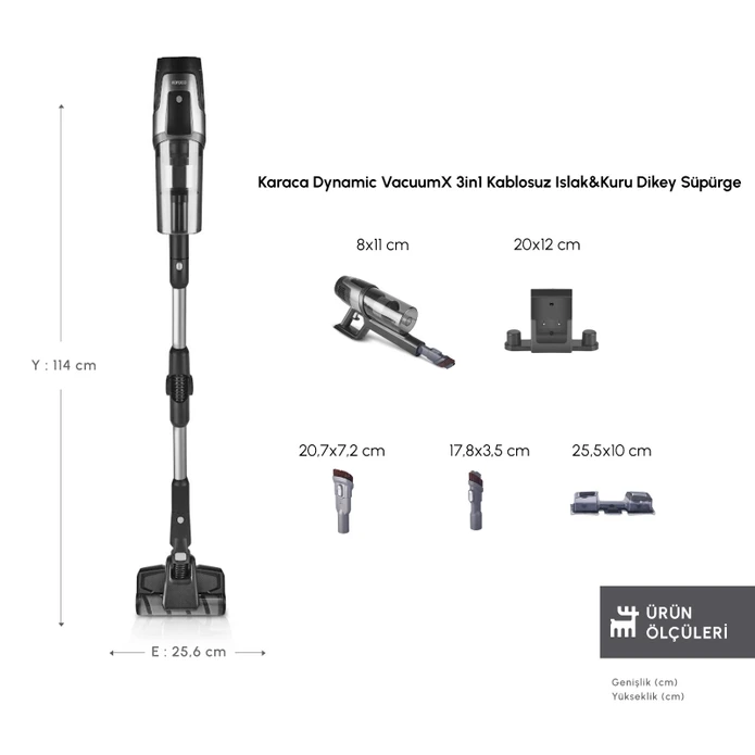 Karaca Dynamic Vacuumx 3 in 1 Kablosuz Islak Kuru Dikey Süpürge