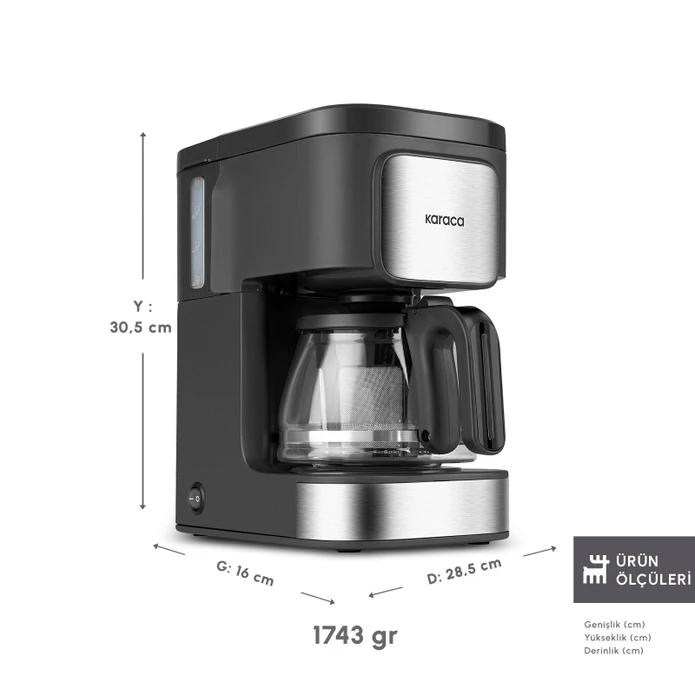 Karaca Just Coffee Aroma 2 in 1 Filtre Kahve ve Çay Demleme Makinesi Inox
