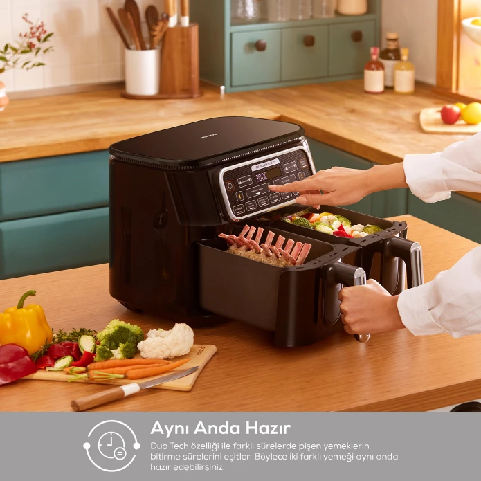 Karaca Air Pro Cook Duo Ev Yemeği XXXL 8 Litre Airfryer Cool Gray 8 Kişilik