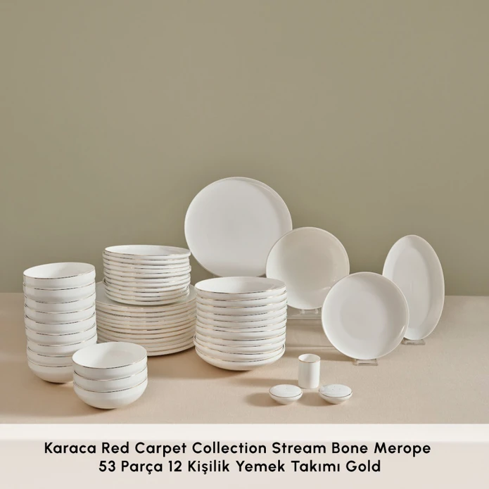 Karaca Red Carpet Collection Stream Bone Merope 53 Parça 12 Kişilik Yemek Takımı Gold