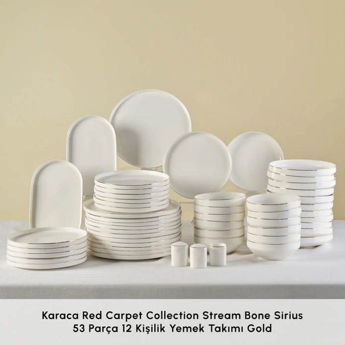 Karaca Red Carpet Collection Stream Bone Sirius 53 Parça 12 Kişilik Yemek Takımı Gold