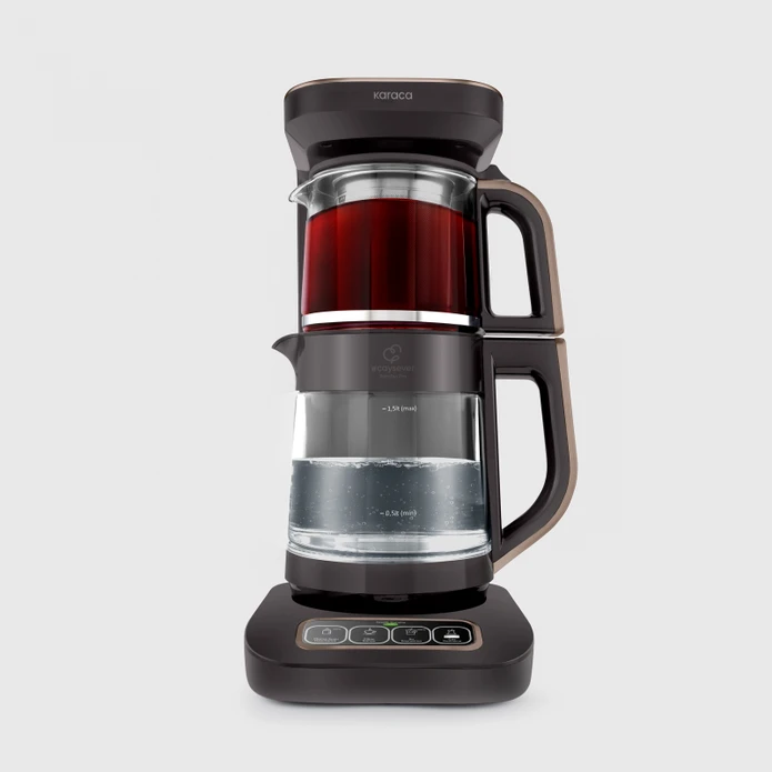 Karaca Çaysever Robotea Pro Connect 4 in 1 Konuşan Cam Çay Makinesi Walnut Brown
