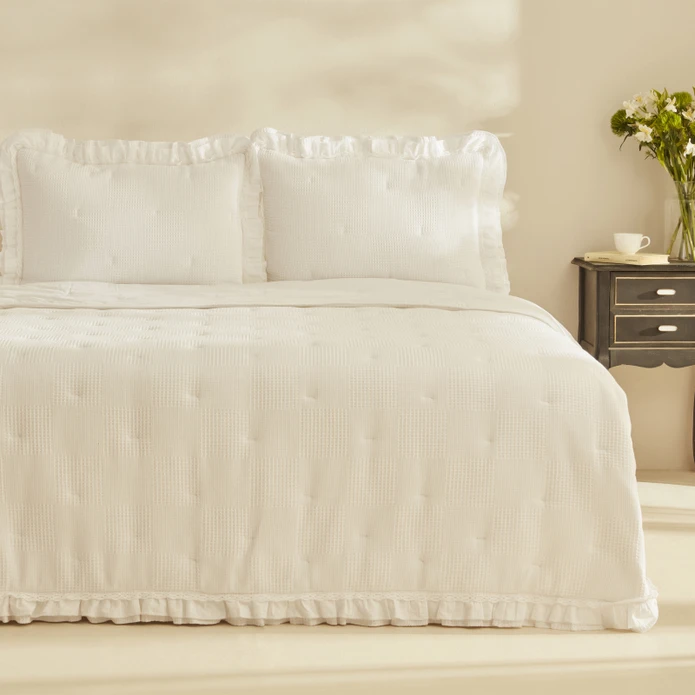 Karaca Home White Coll Perios Çİft Kişilik Fırfırlı Spring Comfort Beyaz