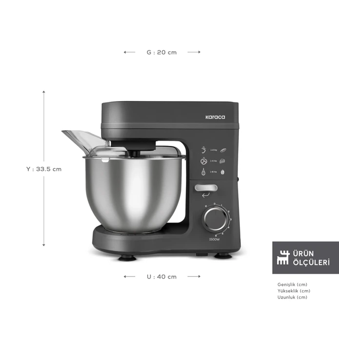 Karaca Maestrochef Stella Hamur Yoğurma Makinesi Space Gray 1500W 5L