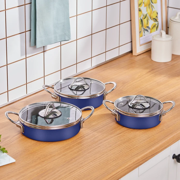 Karaca Ateş Emaye 6 Parça Omlet Set Lacivert